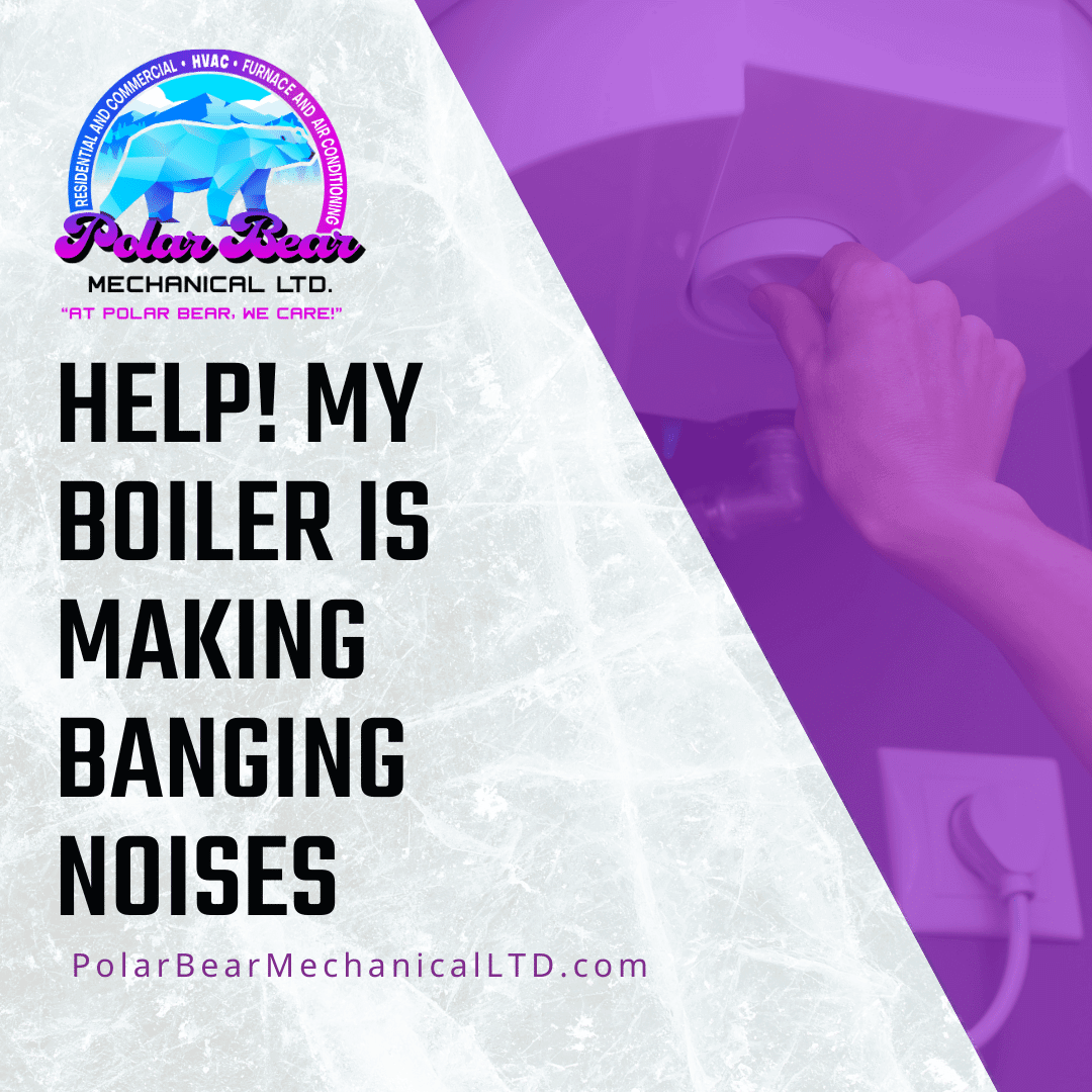The graphic background is an image of an HVAC technician fixing a boiler.